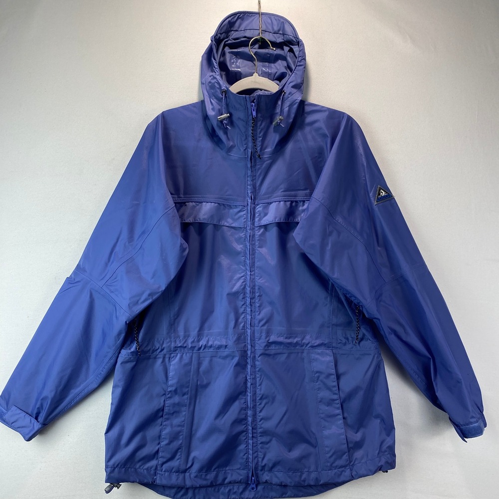 VTG Galyan's Rainwear Jacket Women M Blue Nylon Waterproof Breathable Hooded